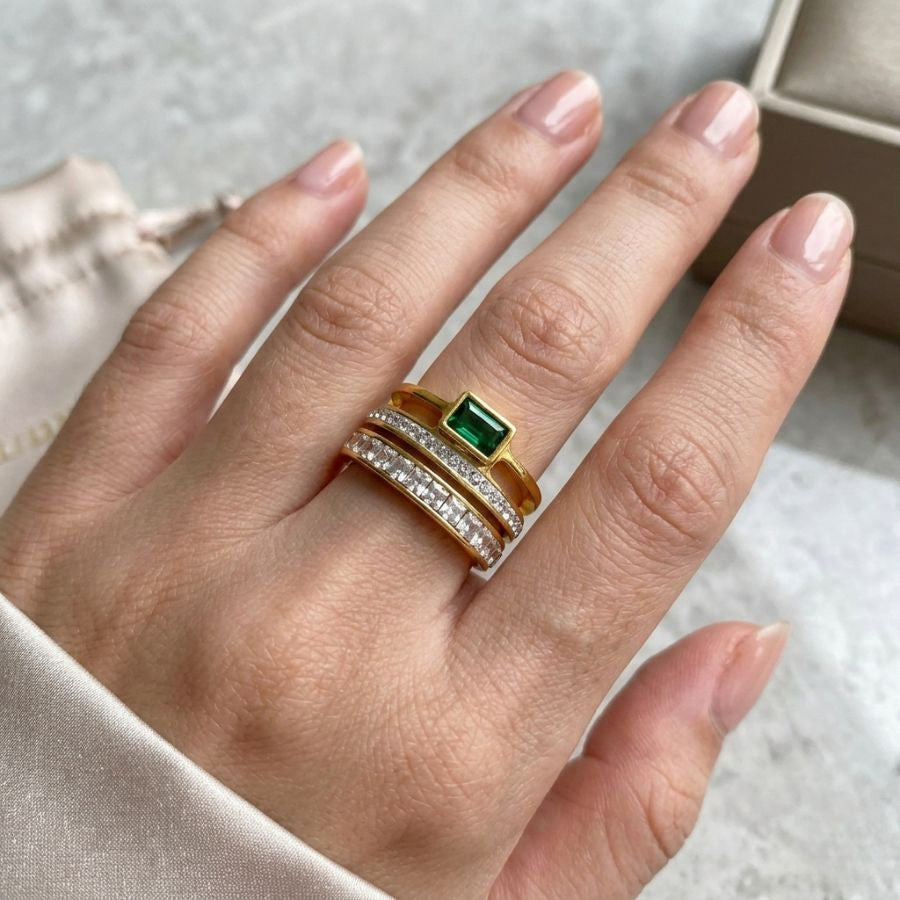 Emerald Stone Set Ring & Bangle