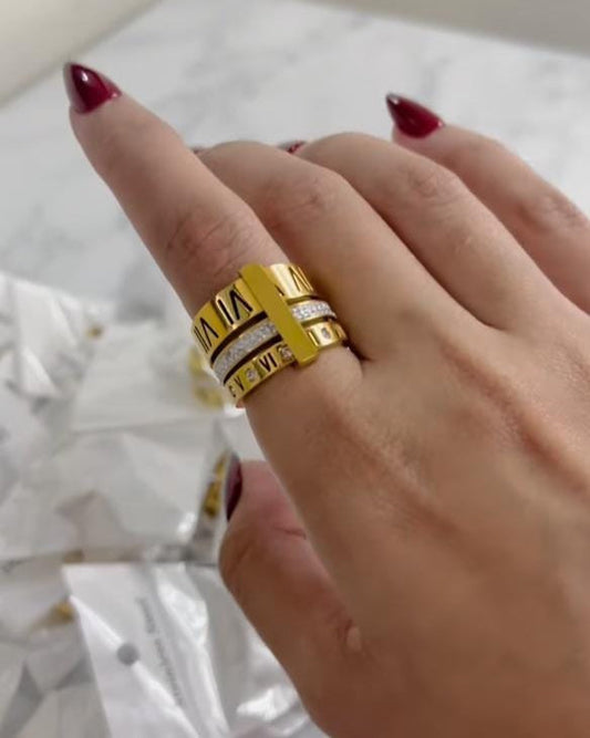 Three layers Golden Stack Ring