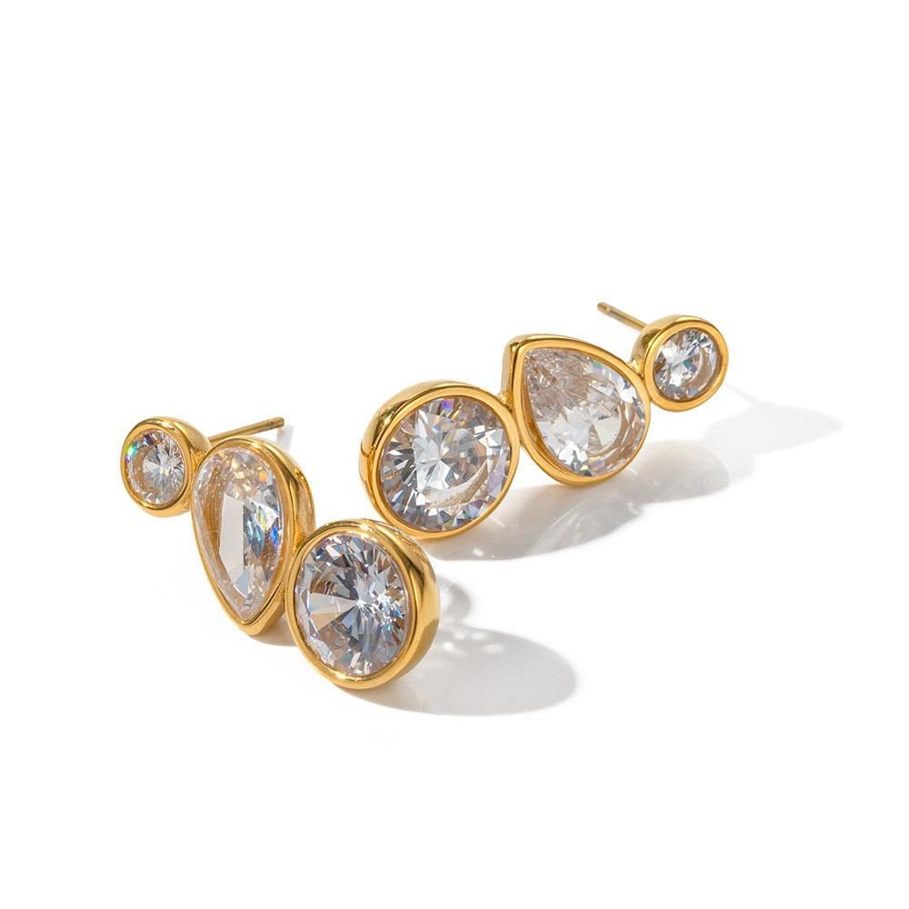 Triple Crystal Drop Earrings