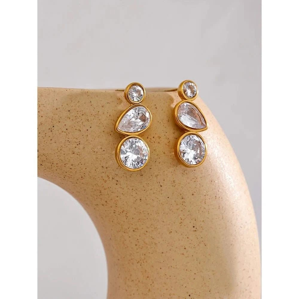 Triple Crystal Drop Earrings