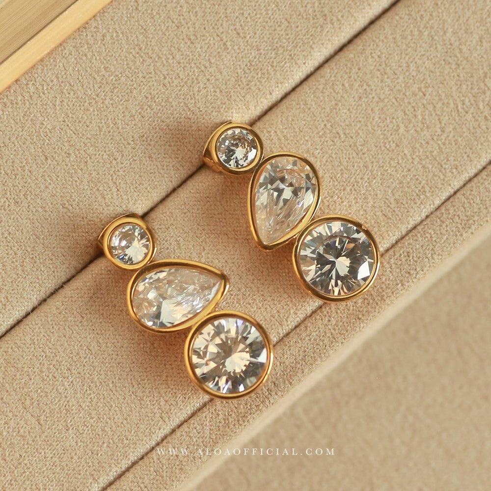 Triple Crystal Drop Earrings