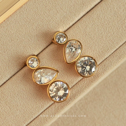 Triple Crystal Drop Earrings