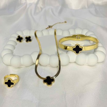Clover Complete Set Snake chain, bangle, earrings, ring