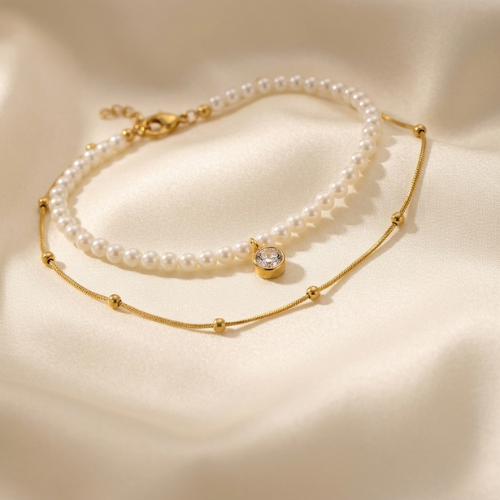 Double Layer Pearl Anklet
