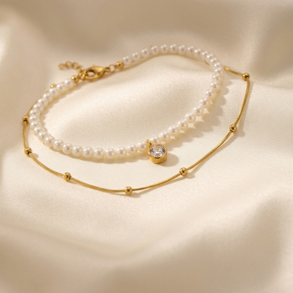 Double Layer Pearl Anklet