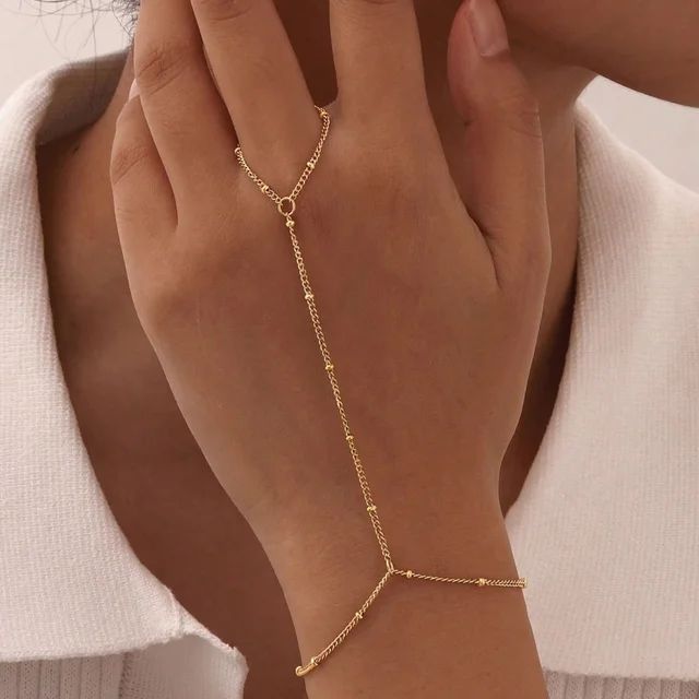 Golden Beaded Handchain