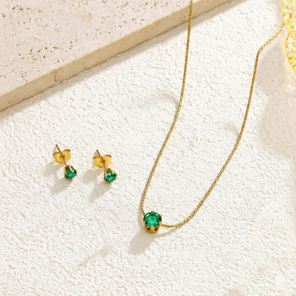 Green Single Stone Set