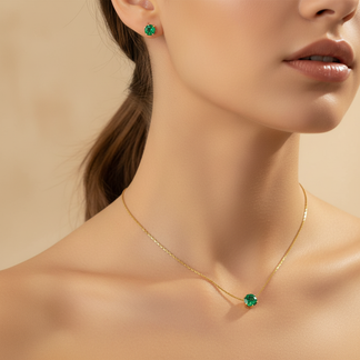 Green Single Stone Set