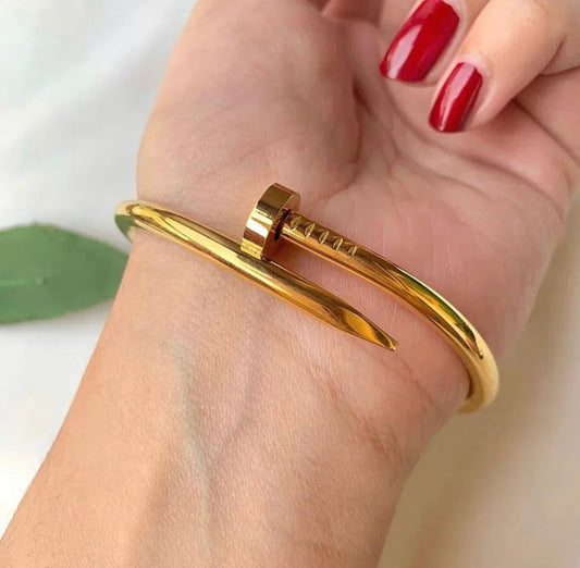 Gold Plated Nail Bangle