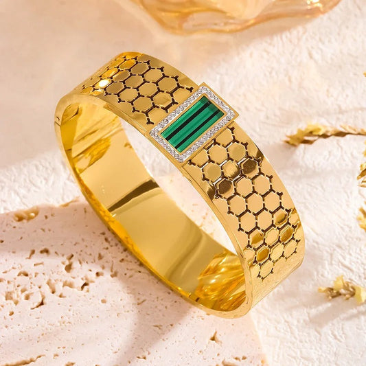 Green Honey Comb Bangle